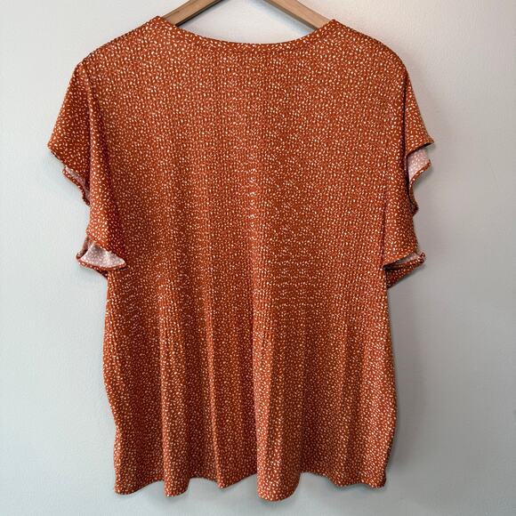 Adrianna Papell Women's Flutter Sleeve Tie Front Printed Blouse Size X-Large - Picture 6 of 6